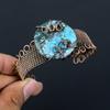 Tibetan Turquoise Gemstone Pure Copper Wire Wrapped Handmade Cuff/ Bangle Jewelry