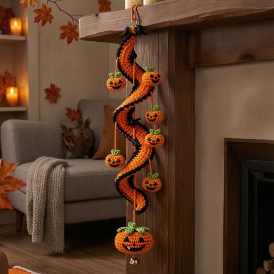 Декор для фестиваля в помещении, Хэллоуин, Спиральное вязание крючком, Подвесное украшение, Набор для рукоделия, Тыква, Призрак, Летучая мышь, Простые схемы, Черная кошка, Полный набор для творчества, Праздничное украшение