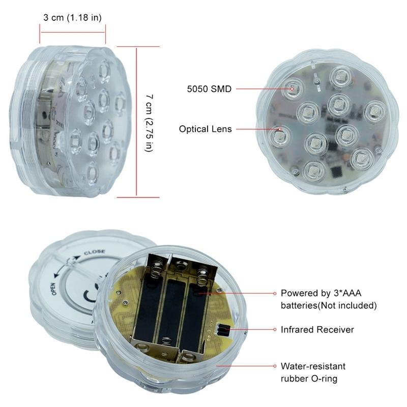 10 светодиодов водонепроницаемый погружной светильник RGB с дистанционным управлением ночник открытый бассейн