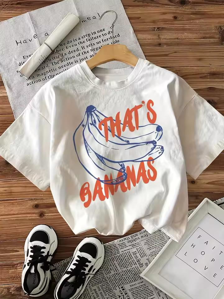 That's Bananas Retro Bananas Y2k Women's Retro Print T-Shirt Soft Crew Neck Short Sleeve Top Vintage Shirt