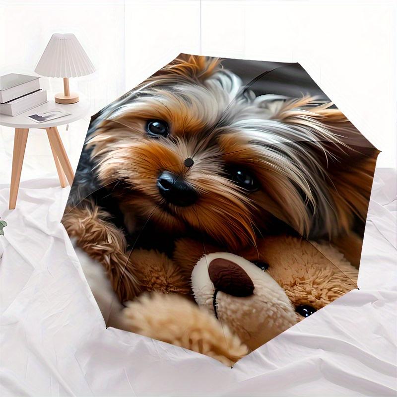 Dog,Teddy Bear Automatic Folding Umbrella 8 Ribs Lightweight Design, Durable Iron Frame, Compact and Portable, Ideal Birthday or Christmas