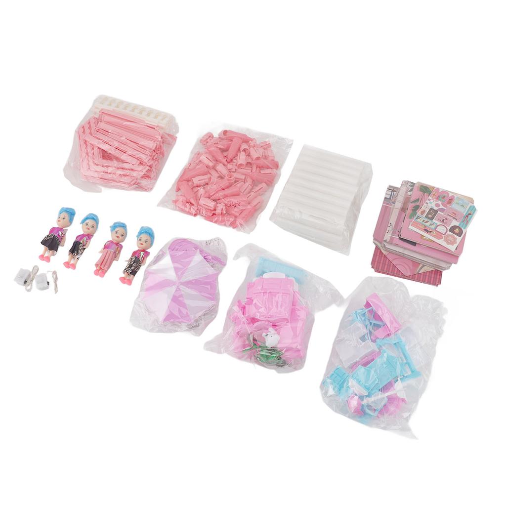 Миниатюрная модель виллы кукольного домика со светодиодной подсветкой, способствующей социальному взаимодействию, 14 комнат, электрический кукольный домик