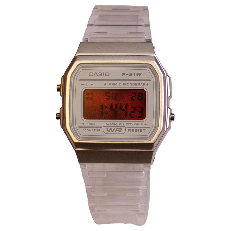 Casio Индивидуальные часы модифицированная серия ретро экран с красным журавлем опавшие листья багровый Кварцевый смоляной ремешок тот же стиль для мужчин и wo F-91WS-7DF
