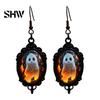 Halloween Earrings for Women Gothic Ghost Earrings, Vintage Style Matte Black Alloy Dangle Hypoallergenic Ear Hooks Decorative Jewelry Daily And Party
