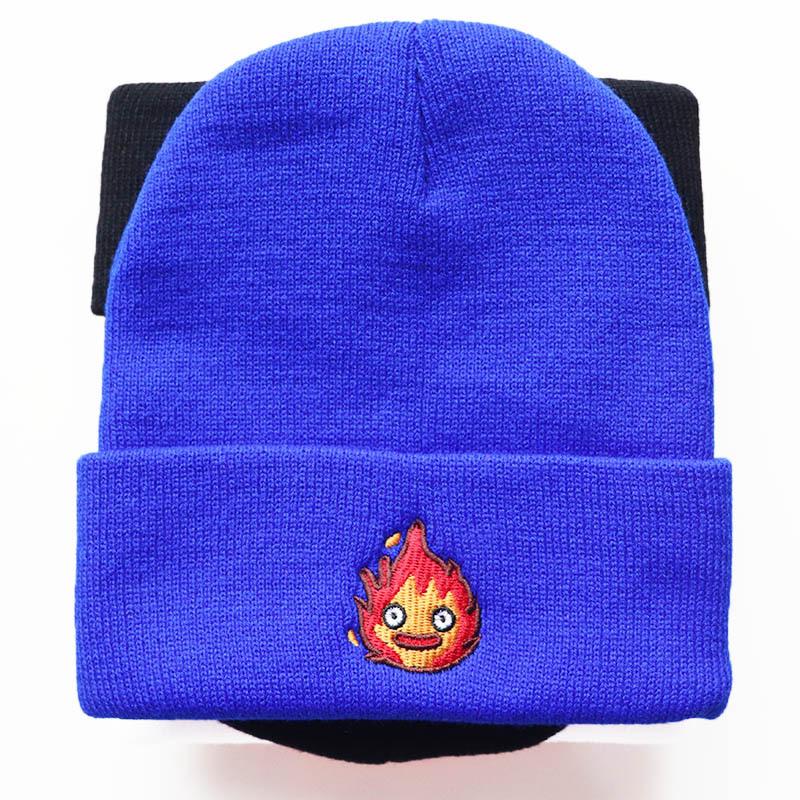 New autumn and winter trendy cartoon anime Little Fireman embroidered knitted hat for men and women, warm pullover wool hat