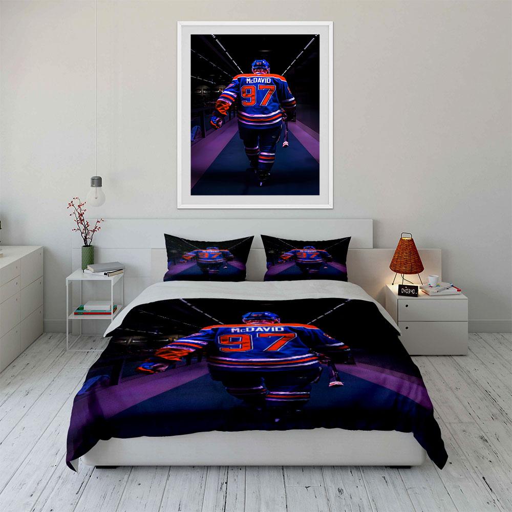 "Hockey Player 97 Blue Jersey Design" Print Bedding Set Duvet Cover Pillowcases (1* Duvet Cover 2* Pillowcases Do Not Include Comforter)