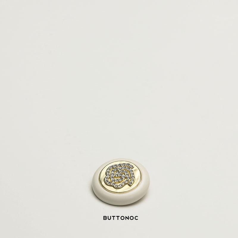 5Pcs Metal Diamond Rose Button Resin Edge Clothes Button Xiaoxiang Celebrity Suit Jacket Button