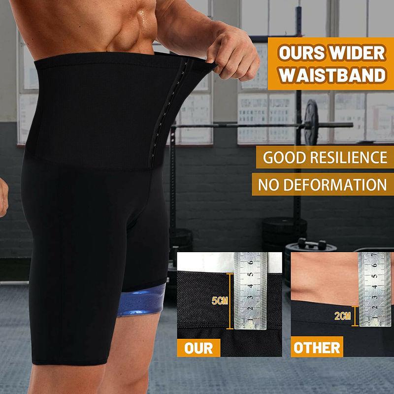 Мужские шорты для пота и сауны, термолеггинсы, шорты для контроля живота, тренажер для талии, корректирующее белье для похудения, тренировки, фитнес, спортивный формирователь тела