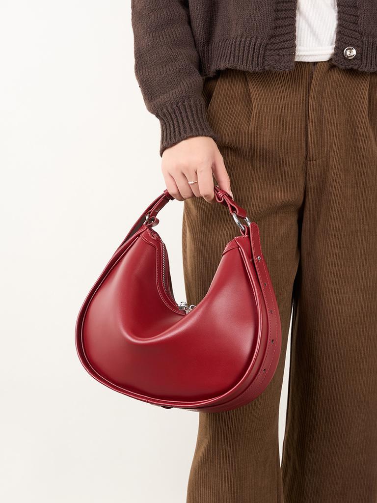 100% Genuine Leather Women Crescent Bag Handbag Luxury Women Simple Shoulder Crossbody Bag Commuter
