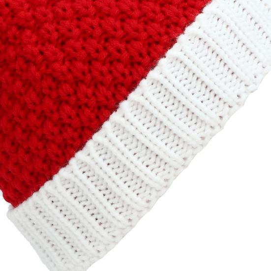 Christmas Hat Knitted White Pompom Handmade Flanging Thermal Dress Up Costume Accessories Woolen Yarn Women Men Unisex Santa Claus Cap for Outdoors