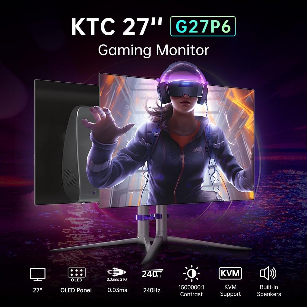 Обновленный: KTC G27P6 27-дюймовый игровой OLED-монитор с разрешением 2560x1440, частотой обновления 240 Гц и GTG 0,03 мс — вилка европейского стандарта
