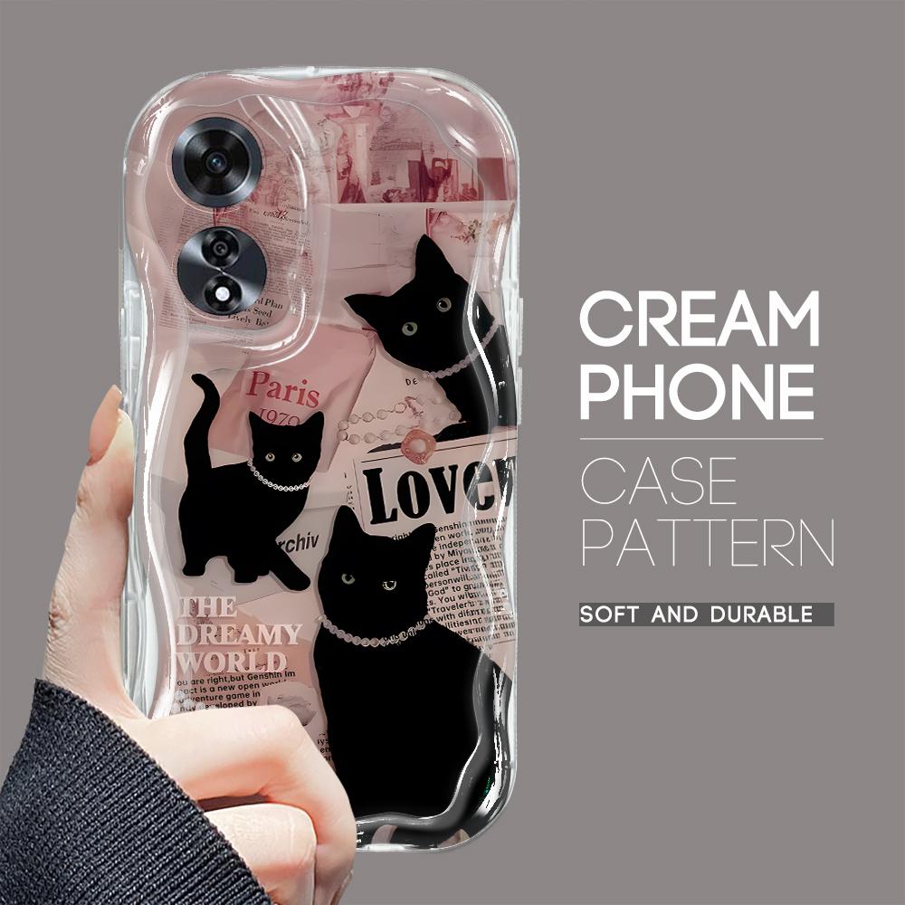 Для OPPO A17 A18 A38 A58 A98 Reno7 Z 8Z 8T 11F 11 Pro Realme 12 Lite 12 Pro C30 милый собачий котик кремовая текстура мягкий силиконовый полный защитный чехол для объектива