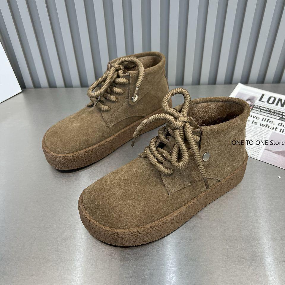 MartinBoots Women's British Style Retro Frosted Lace Up Short Boots 2024 Flat Bottomed Short Tube Casual Boots Motorcycle Boots