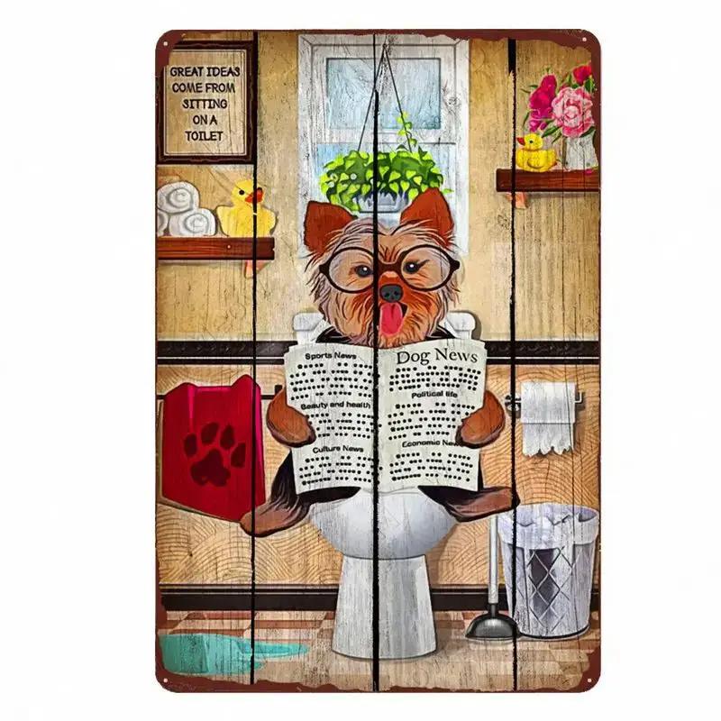 Винтажная забавная табличка для домашних животных йоркширский терьер металлическая жестяная вывеска корги немецкая овчарка художественный плакат собака паб бар домашний декор комнаты настенная тарелка