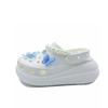 Crush Clog Butterfly Pearl Cute Campus Beach EVA Hole Shoes Unisex White and Blue