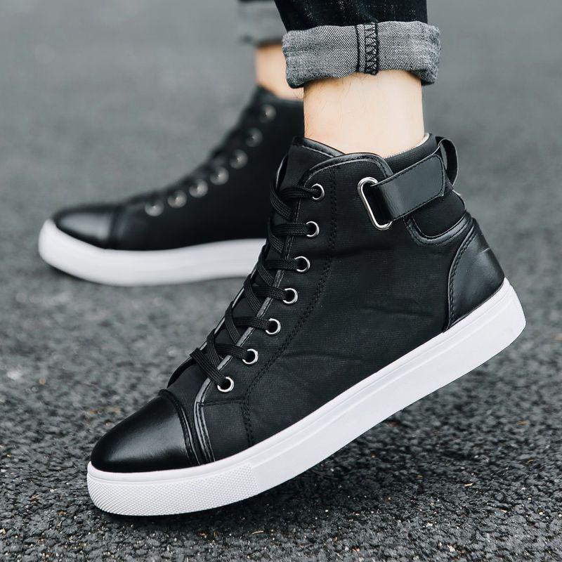 Men Sneakers Men Leather Skateboarding Shoes Male Thick Bottom Non-Slip Student High-Top Sport Shoes Hombre Mens Footwear