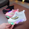 2020 New Children's LED Light Shoes Girls Boys Fly Weaving Breathable Sports Shoes Socks Shoes Feather Toddler Shoes