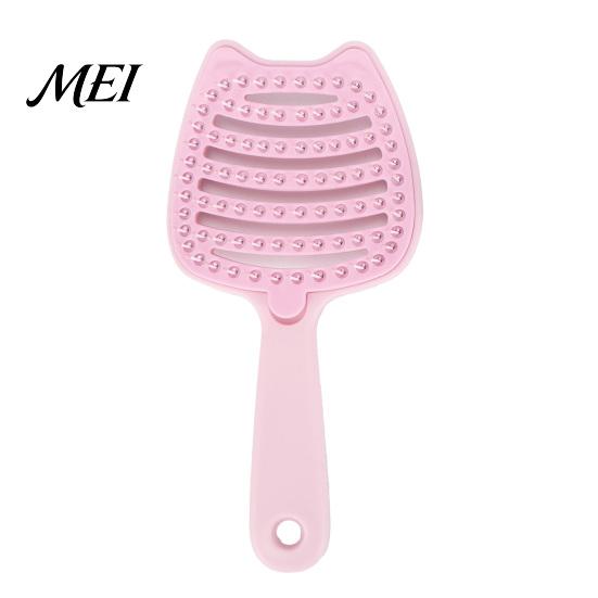 Easy Clean Hairbrush Cat Ear Self Cleaning Hair Brush for Women, Vented Styling Detachable Faster Blow Drying, Curved Detangler Sensitive Scalp