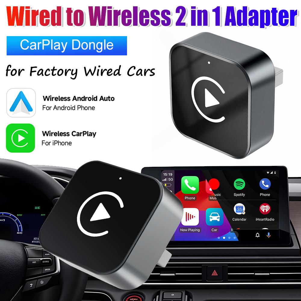 Адаптер 2 в 1 с проводного на беспроводной, беспроводной CarPlay, Android Auto, Plug & Play, автомобильная интеллектуальная система, CarPlay AI Smart Box