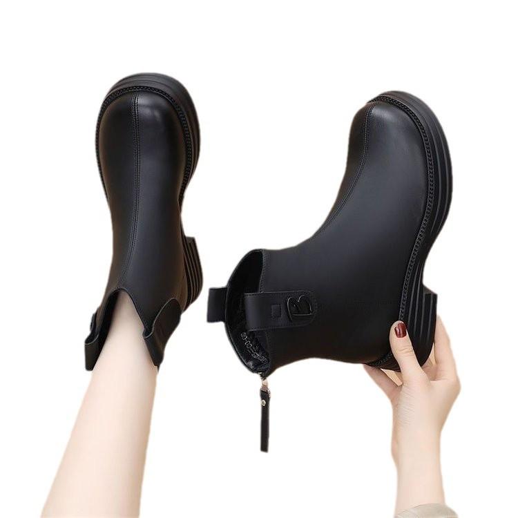 Женские ботинки Skinny Martin 2024 года, новые иностранные универсальные тонкие ботинки с плоской подошвой в британском стиле, зимние бархатные хлопковые ботинки