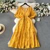 Retro Lantern Sleeve Heavy Industry Ruffles Dress Embroider
