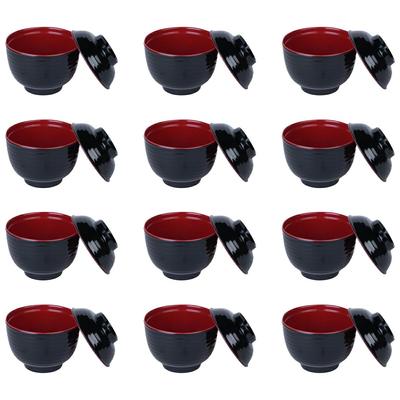 Thunder Group Миска с Диаметром Высотой Набор Суповая Меламиновая Японская Посудомоечная машина Ударопрочная Коммерческая Многоцелевая Крышка, 10.1см, 6.8см, 240мл, 12, Миска,