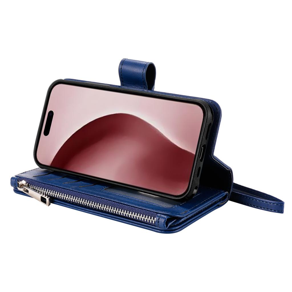 Магнитный кожаный чехол для iPhone 16 Pro, чехол для мобильного телефона со съемным кошельком на молнии и ремешком