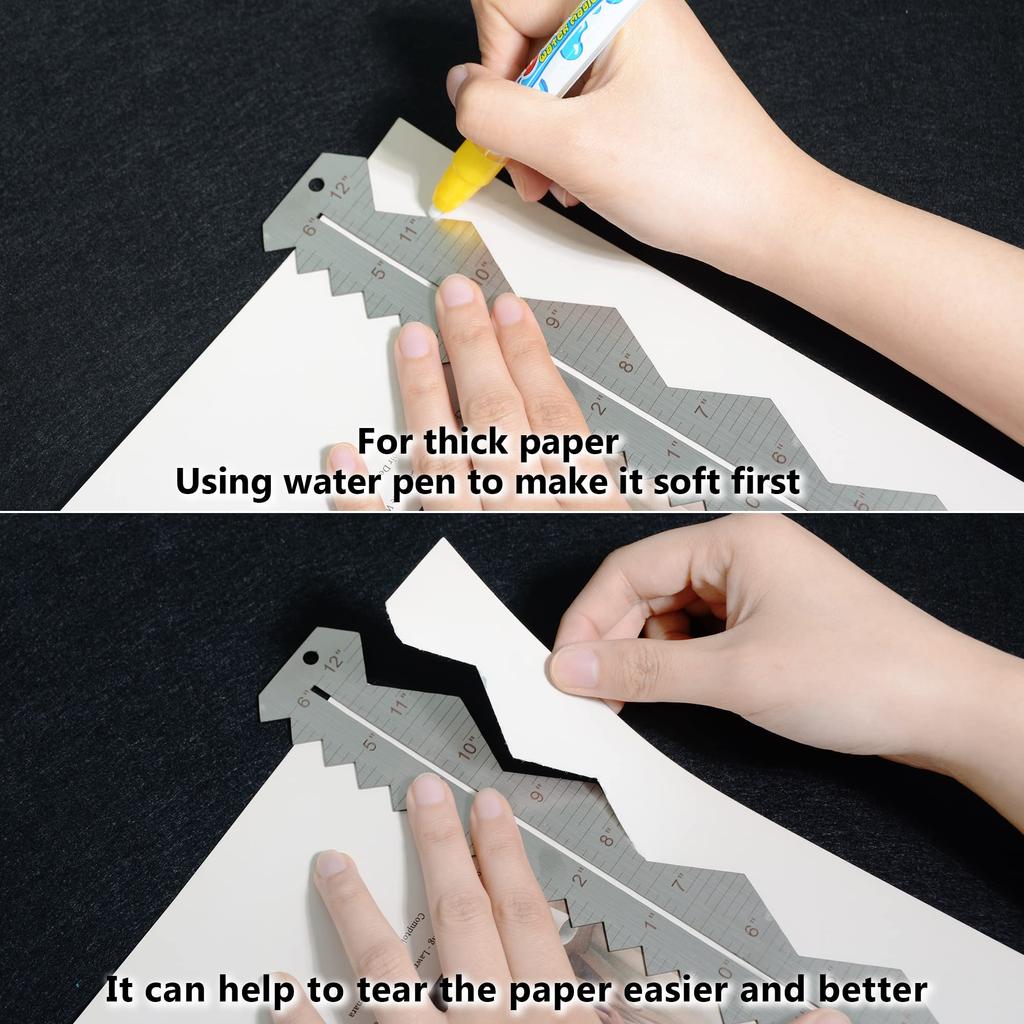 UPTTHOW Металлическая линейка для отрыва бумаги из нержавеющей стали Резка бумаги с неровными краями 12 дюймов Измерительный инструмент для школы офиса архитектурного черчения