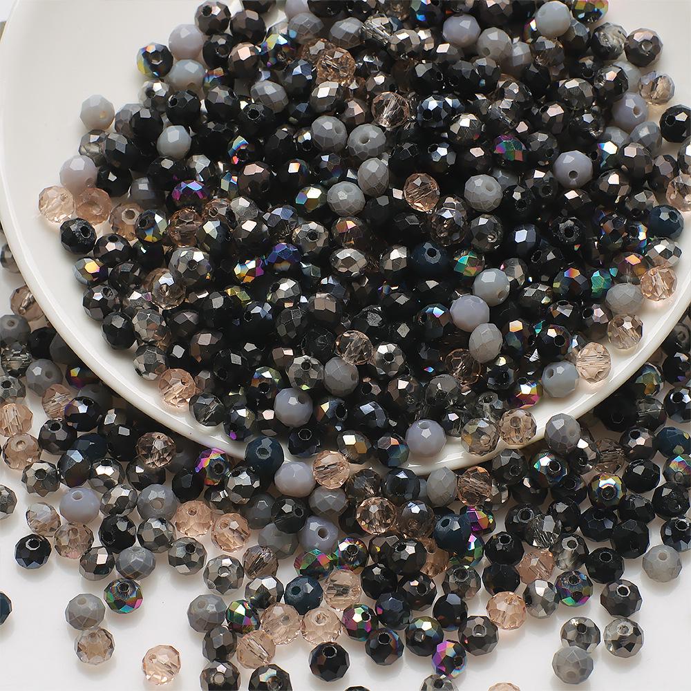 Multicolor Flat Bead Set: DIY Bracelet Spacer & Crystal Glass Beads In 4/6/8 Sizes