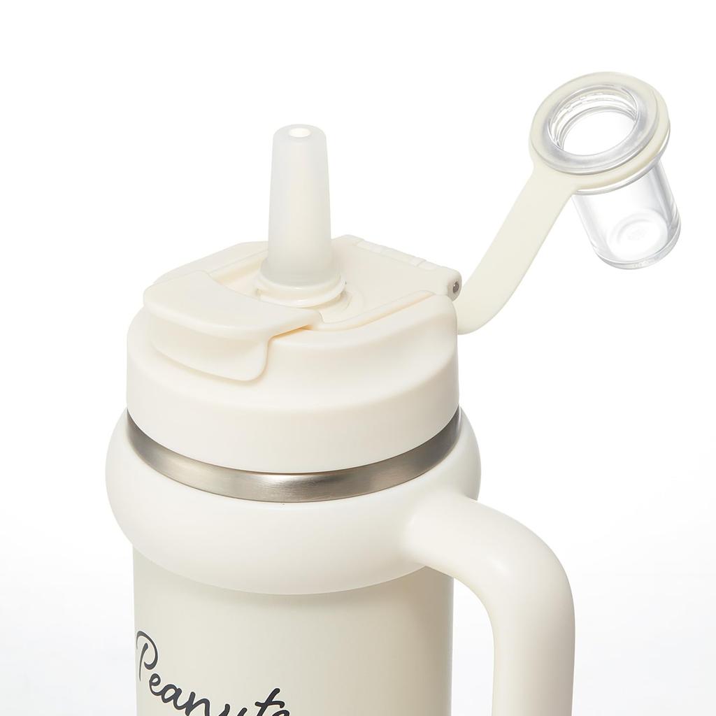 Skater Straw Tumbler Handle Direct Snoopy Badge Design 830ml, Insulated, Included, 2-Way Drinking, STSTB9-A