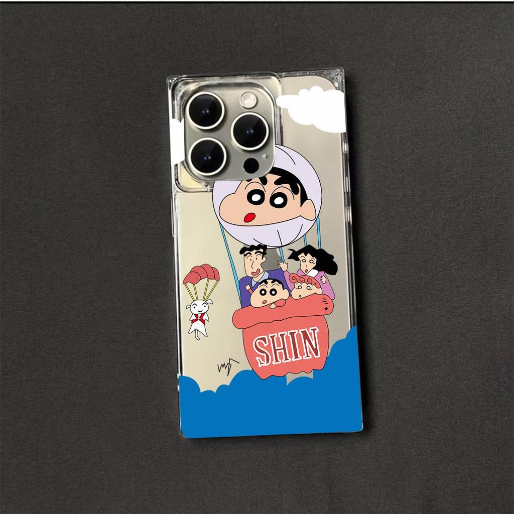 Clear Square Back Tube Case Protection For iPhone 12 14 Pro Max 13 16 ProMax 15 Plus 11 Anti-Oxygen,Anime Crayon Shinchan Pattern Casing