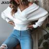 Women's Fashion Casual Solid Color Print Autumn Winter Long Sleeve V-Neck Sweaters