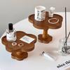 Small Round Wooden Tray for Decor, Irregular Footed Tray for Display Aromatherapy, Candle, Crystal, Trinkets