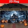 2D plane [ ] 1 piece 2D Halloween garage decoration party banner castle and cemetery horror