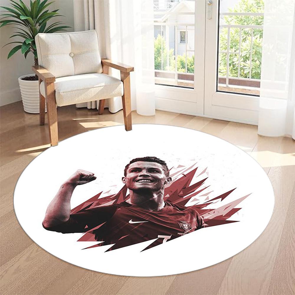 Cristiano Ronaldo Round Area Rug Suitable for Balcony Outdoor Living Rooms Study room Anti-slip Round Rug Anime Office Decor