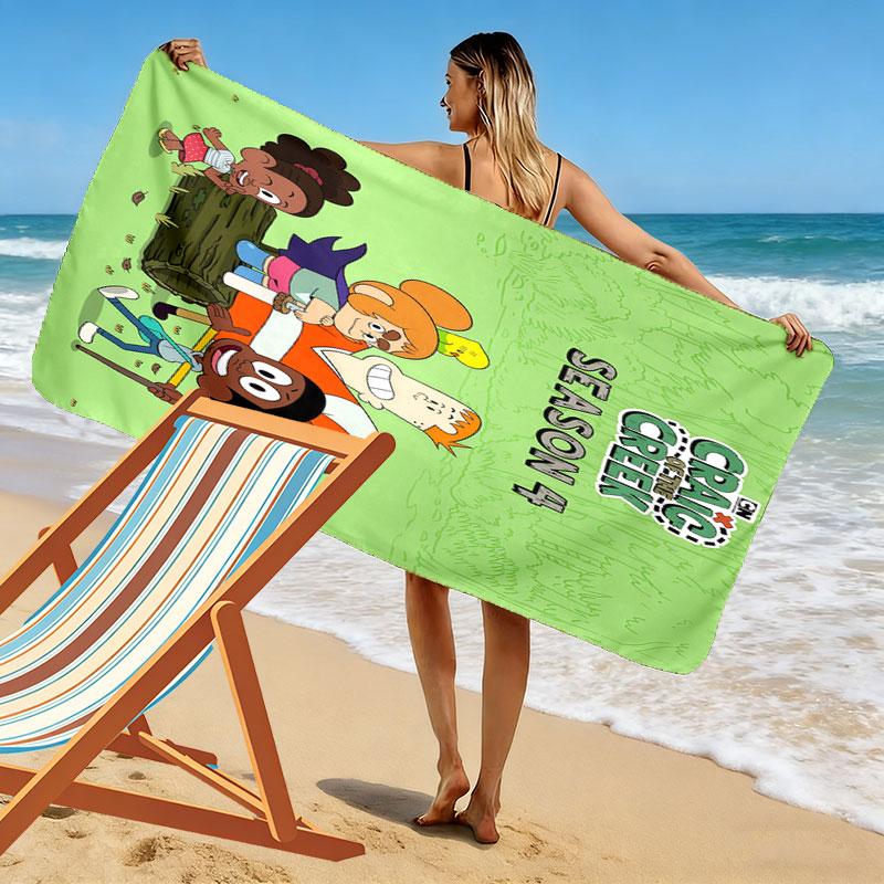 Creek Tales Print Beach Towel, Large Soft Quick Dry Towel for Beach Camping Swimming