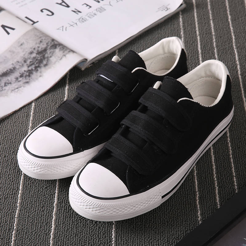 Summer Velcro Canvas Shoes Men'S Shoes Low-Top Men'S And Women'S Breathable Board Shoes Casual Shoes Hook And Loop Slip-On Shoes Student Cloth Shoes