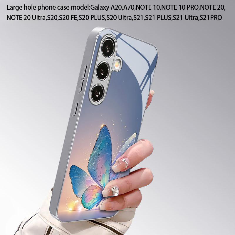 Чехол для телефона 2D с ярким узором «Бабочки» для Samsung S26 S25 S24 S23 S22 S21 S20 A56 A36 A16 Электрооцинкованная стеклянная защитная крышка