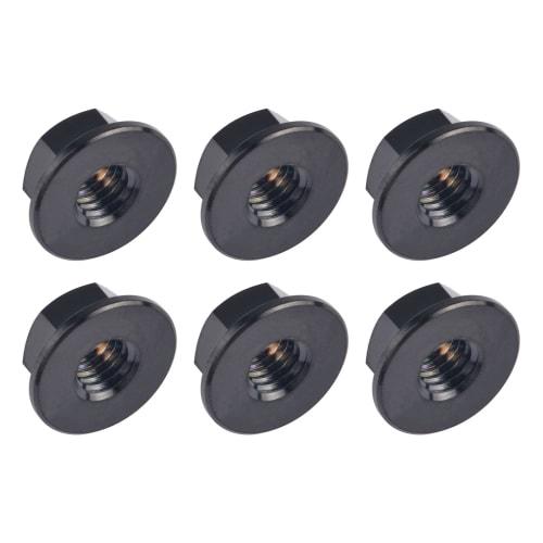 Ruifu Titanium Alloy Flange Nuts M5 M6 Pack of 6 (M6, Black)