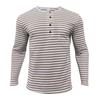 Spring Autumn Fashion Long Sleeve Men's T-shirts Button Henry Collar T Shirt For Men Vintage Striped Tees Tops