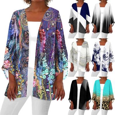 Женская повседневная модная легкая куртка средней длины с принтом Caot в стиле ретро, ​​кардиган