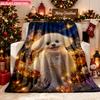 Blanket 1pc Sweet Dog In Flower Garden 2D-printed Flannel Throw Blanket-soft and Cozy Suitable for Use On the Sofa While Traveling