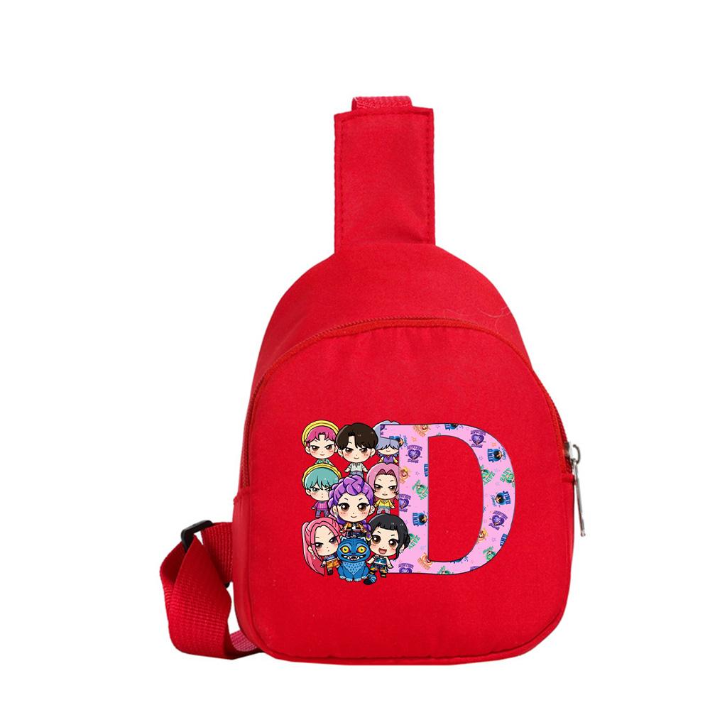 26 English Letter K-Pop Demon Hunters Printed Kawaii Chest Pack for Boy Girl Shoulder Bag Student Portable Crossbody Pouch Christmas Wallet Pursek