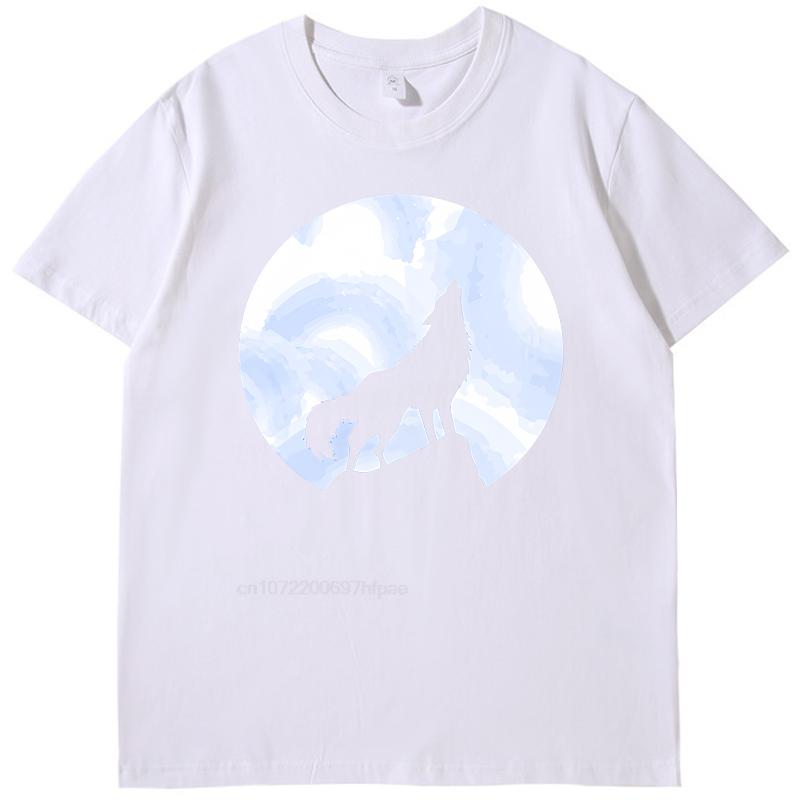 Howling Wolf At Blue Moon Fashion Shirts Graphic Tee Tops  Tshirt New Arrival Goods Short Sleeve Tee Cotton Mens Tshirts