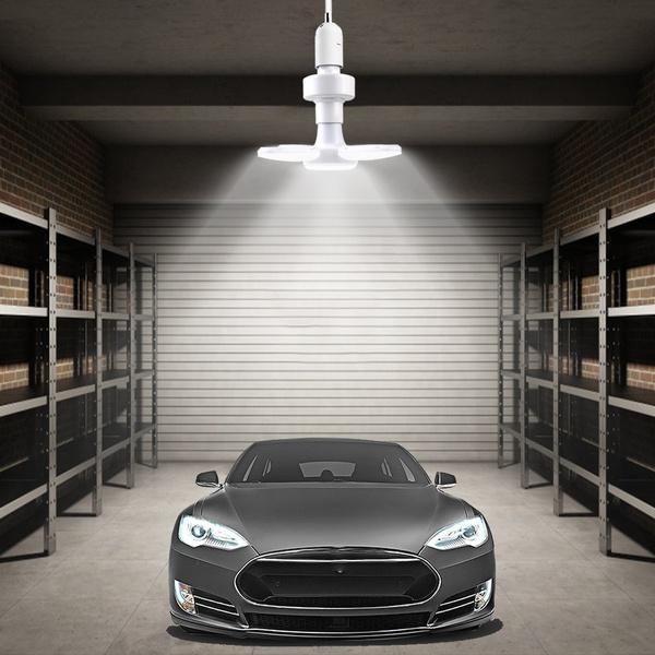 E27 LED Bulb Fan Blade Garage Light Deformable AC85-265V 28W Foldable Ceiling Fixture Lights Workshop Lamp Led Light Bulb  For Home Ceiling Light