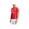 Adidas Logo Letter Print Pullover Straight Fit Round Neck Slim Retro Short Sleeve Football Shirt Men Tops Red JF1291