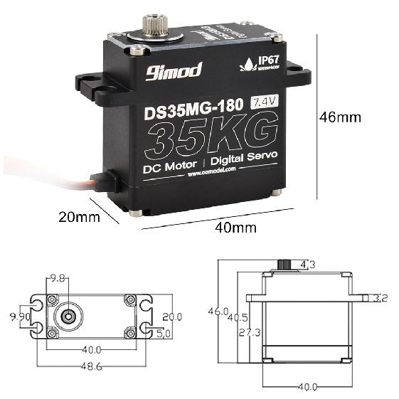 9IMOD 35KG Servo Adjustable Bracket 180°/270° IP67 For 1/6 1/8 1/10 1/12 RC Car Boat Plane