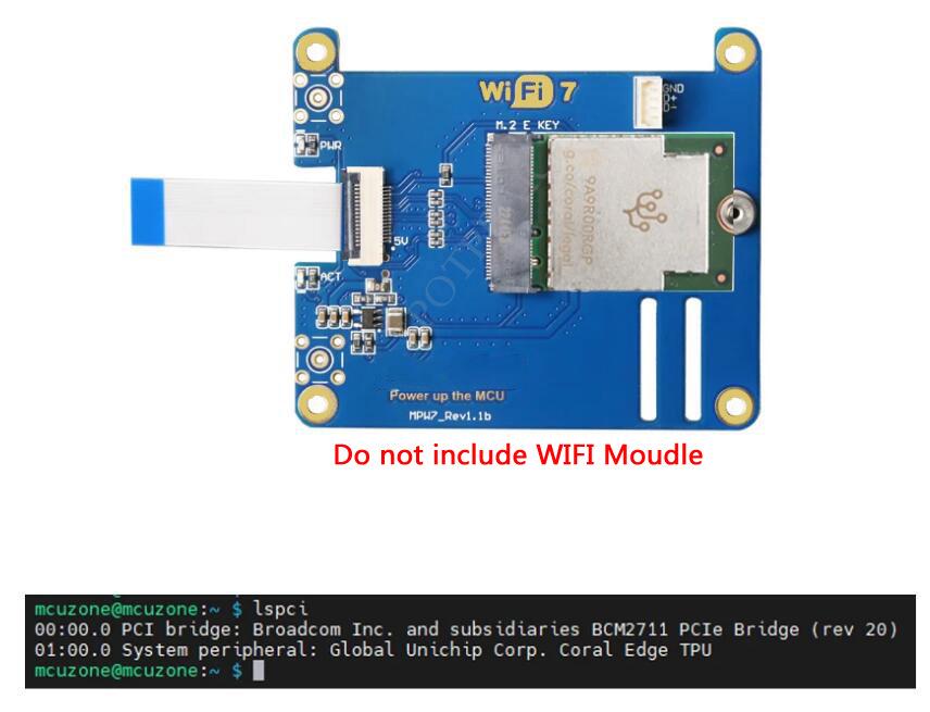 Raspberry Pi 5 MPW7 PCIe To WiFi 7 Adapter for Google TPU BE200 AX210