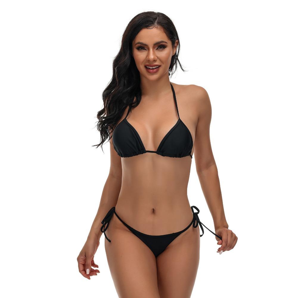 Европейский и американский сексуальный раздельный бикини с бретельками и треугольным вырезом