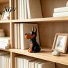Creative Wooden Craft Doberman Ornament, Hand Carved Sculpture, Cute Handcrafted Dog Statue Figurine for Home Shelf And Entryway Basswood Decor